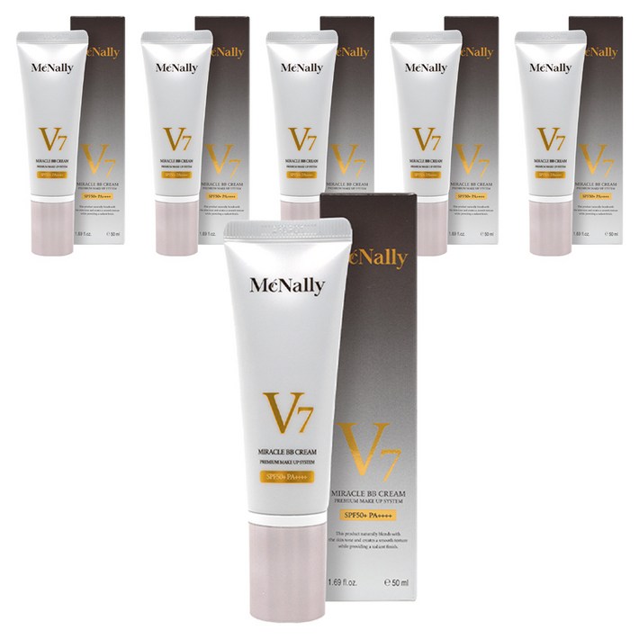 맥넬리 V7 미라클 비비 크림 SPF50 PA, 혼합색상, 50ml, 6개