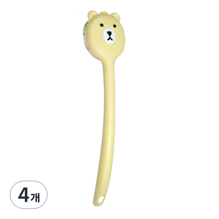 깨끗하게 샤워하자 바디 등 샤워 브러쉬, 옐로우, 4개, 1개입