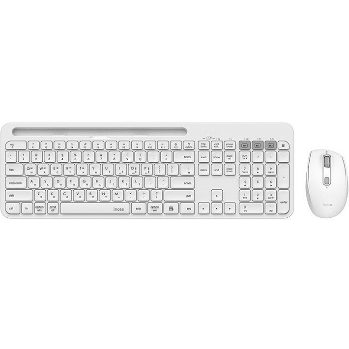 아이노트 멀티페어링 무선 블루투스 키보드  마우스 세트, KM680RB, 화이트, 일반형
