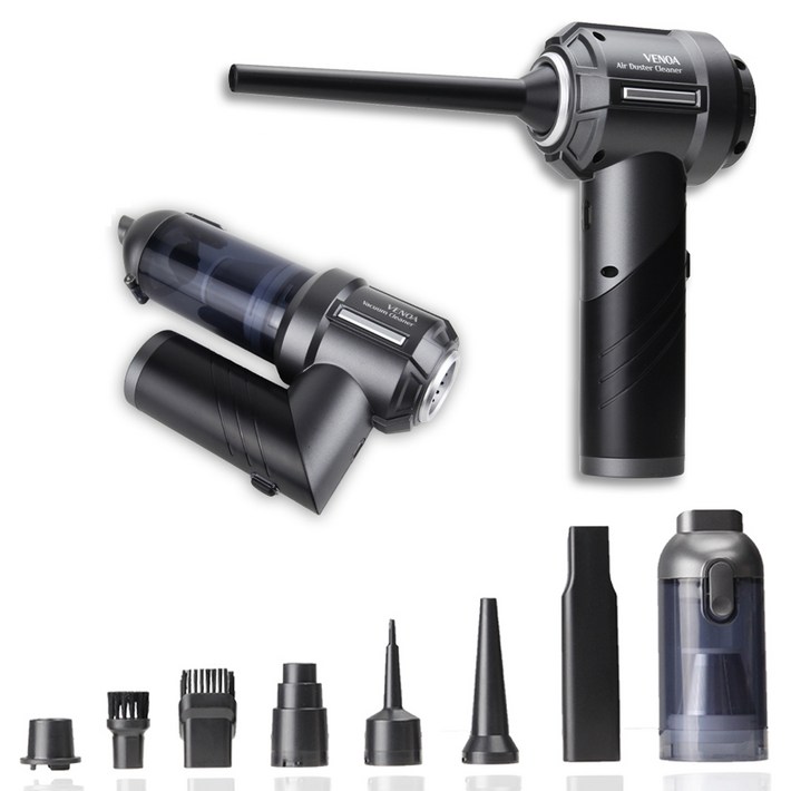 베노아 터보픽스 15000PA 에어건 3단 무선 차량용청소기, VC3500, 그레이