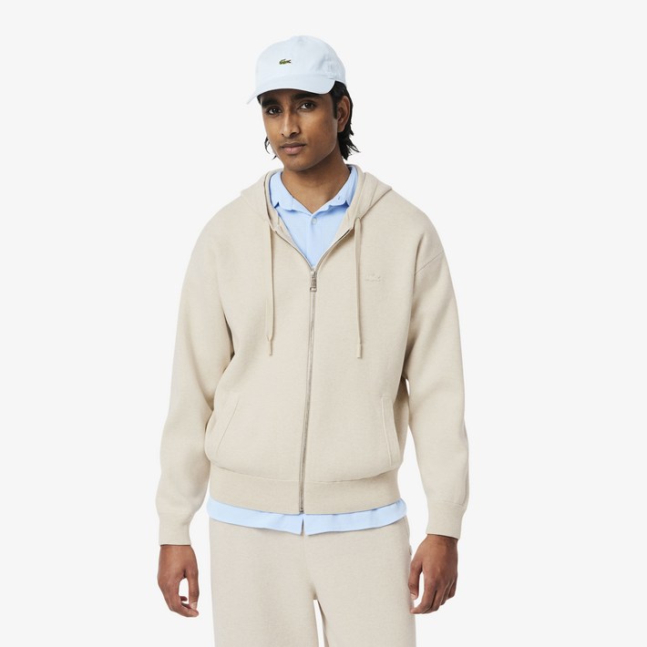 라코스테 남성용 인터록 스웨터 면 후드집업