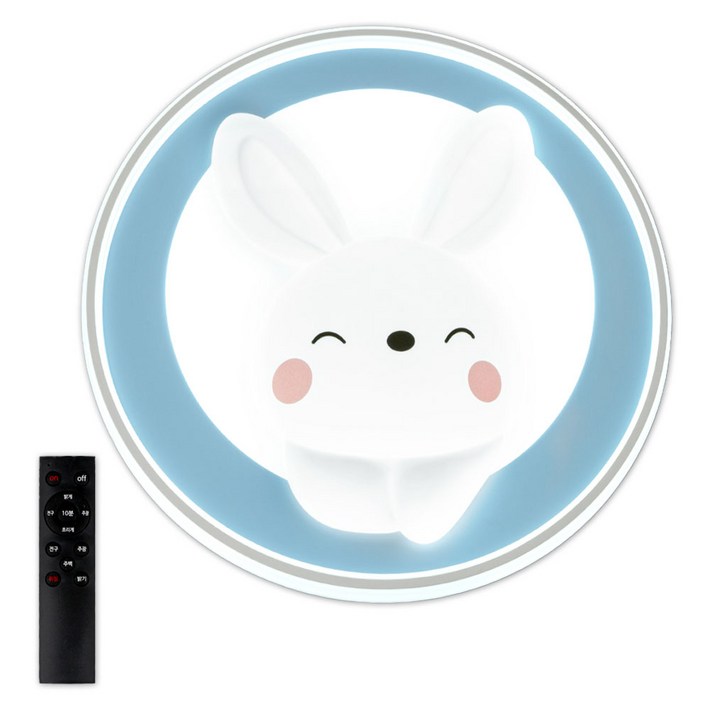 원하 래빗원링 캐릭터 원형 LED 방 천장등 75W  리모컨 세트
