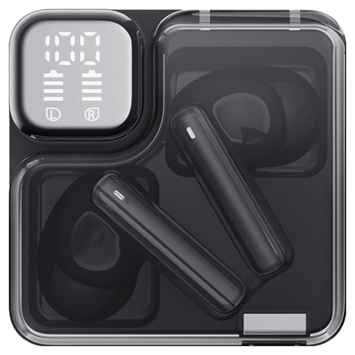 QCY T31 멜로버즈 네오 LED디스플레이 블루투스 이어폰, 블랙, QCYT31 MeloBuds Neo