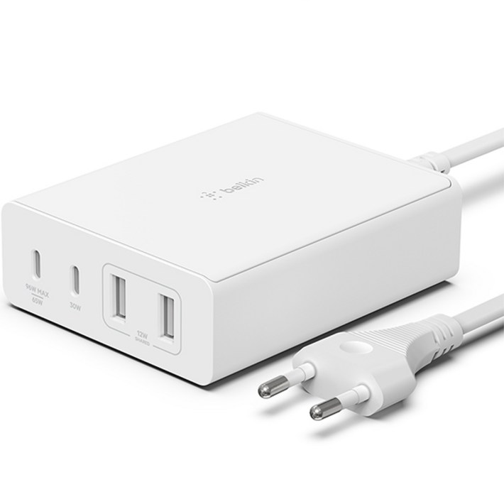 벨킨 부스트업 프로 108W 멀티 4포트 USB C PD GaN 고속 충전기 WCH010kr, 화이트, 1개 벨킨 부스트업 프로 108W 멀티 4포트 USB C PD GaN 고속 충전기 WCH010kr, 화이트, 1개