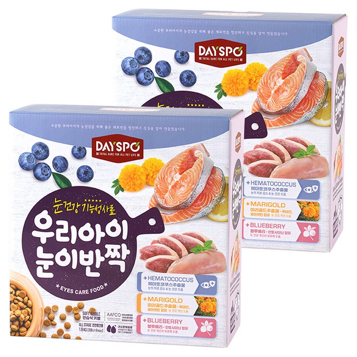 데이스포 강아지 우리아이 기능성 사료, 눈물개선눈건강, 1.8kg, 2개