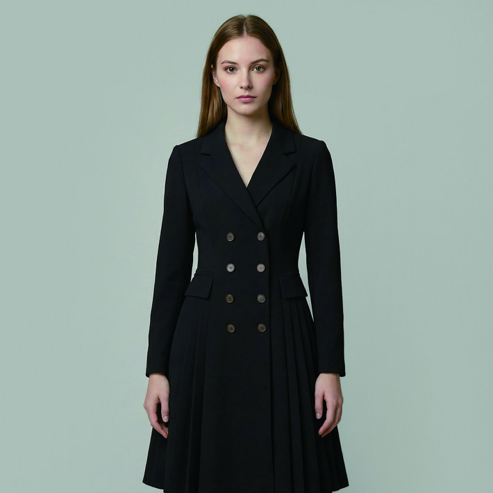 온앤온 여성용 사이드플리츠 더블버튼 원피스