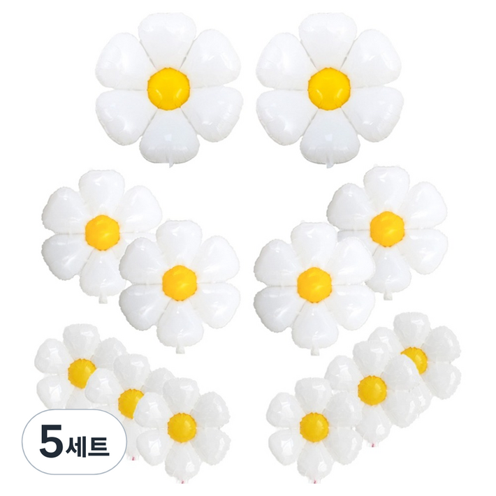코히모 데이지 꽃 파티 풍선 대형 2p  중형 4p  소형 6p 세트, 5세트, 혼합색상