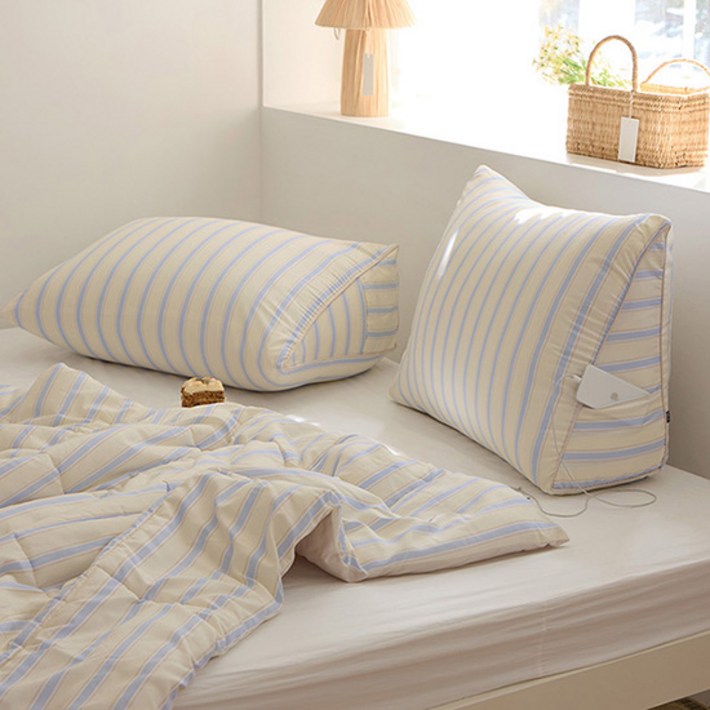 쉬즈홈 다용도 워싱 삼각 등받이쿠션 솜포함