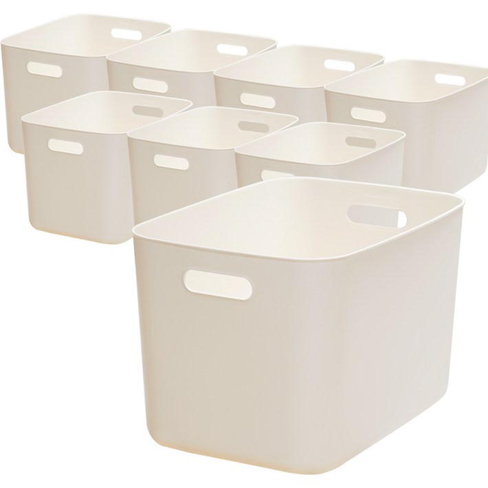 보노하우스 국내 제조 로코스 팬트리수납 정리 손잡이 바스켓, 아이보리, 8개