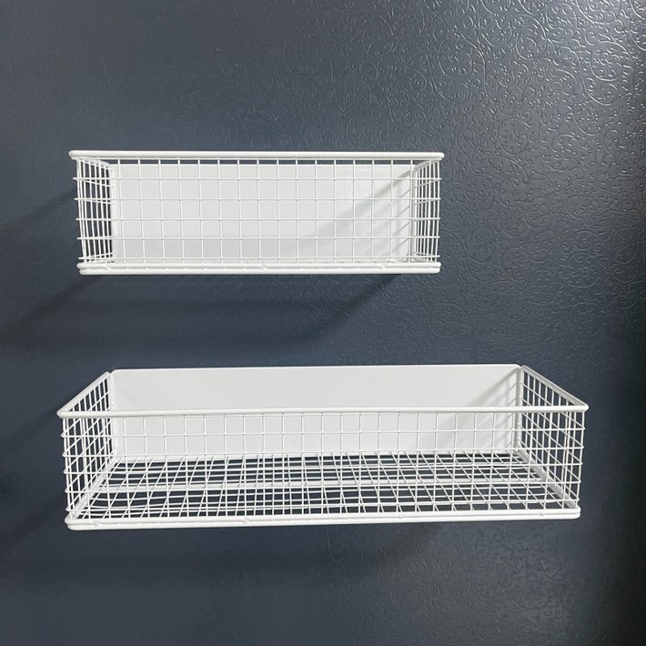 현관문 자석선반 소형  대형 세트, 1세트, 화이트