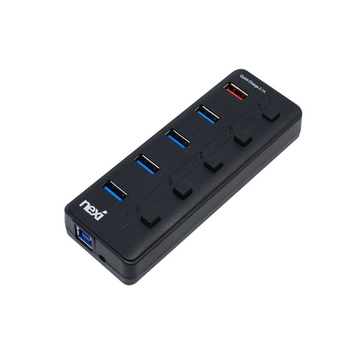 넥시 USB 3.0 5포트 유전원 허브 NXU3005R, 혼합색상, 1개
