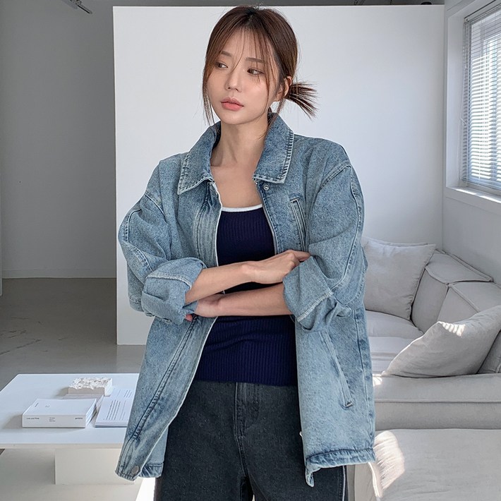 반에이크 여성용 브러쉬 데님 자켓