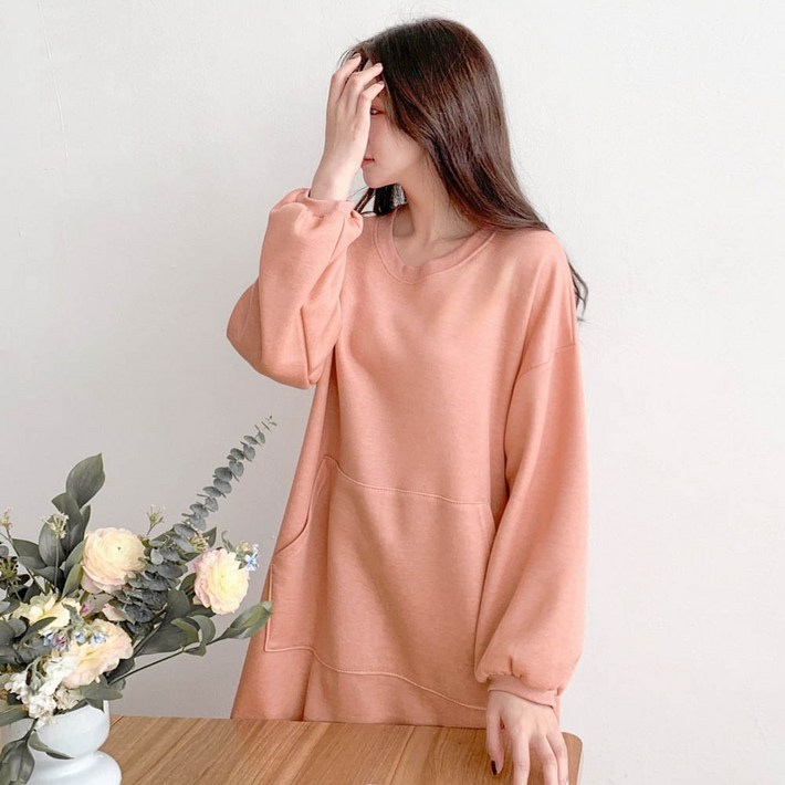 Bori 기모 포켓 루즈핏 롱 임산부 원피스 C169