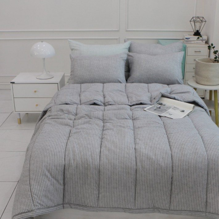 보몽드 부드러운 워싱 스트라이프 차렵이불