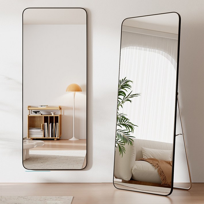 엠디유마켓 프리미엄 2in1 대형 전신거울, 블랙