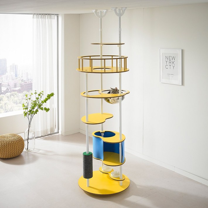 튼튼한 DIY 원목 캣폴 캣스텝 라운지 커튼 고양이 오르캣타워 모음, 1개, 연월넛