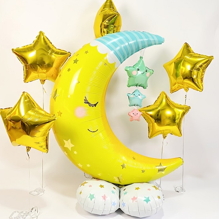 판이판이 빈티지 생일 파티 풍선 좋은 밤 달, 1개, 옐로