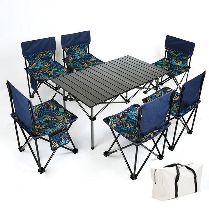 HAM 초경량 폴딩 캠핑 테이블 의자 세트 캠핑용품, 블루세트