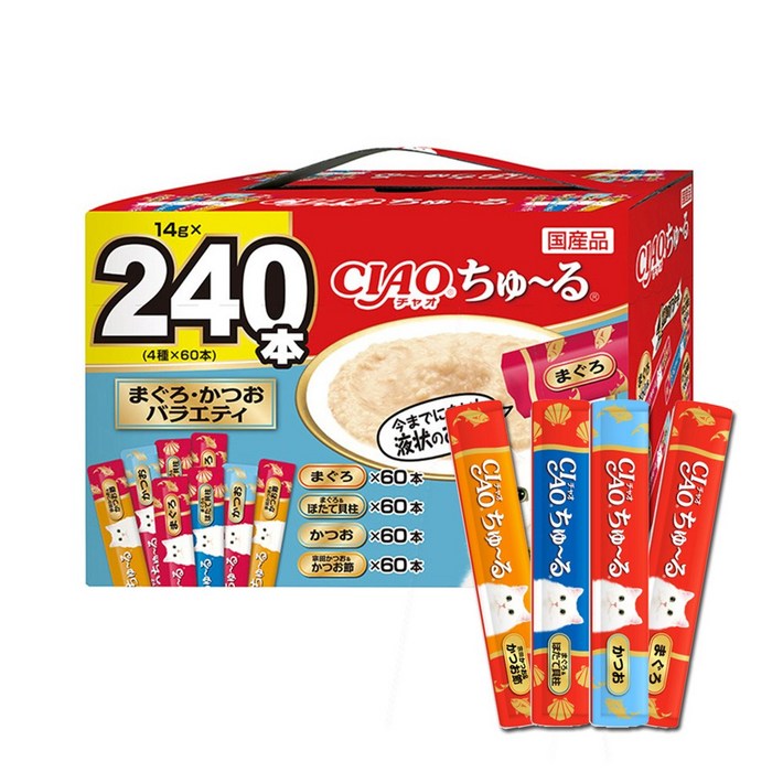 이나바 챠오츄르 240P 참치가다랑어 버라이어티 고양이간식
