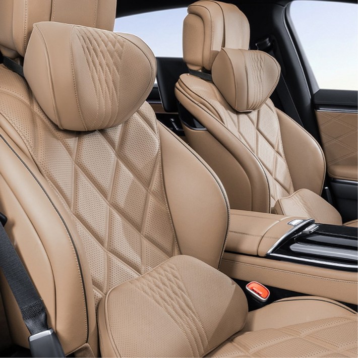 파이널 차량용 메모리폼 커브드 목쿠션 등받이쿠션, 2개, 샌드베이지 목쿠션허리쿠션