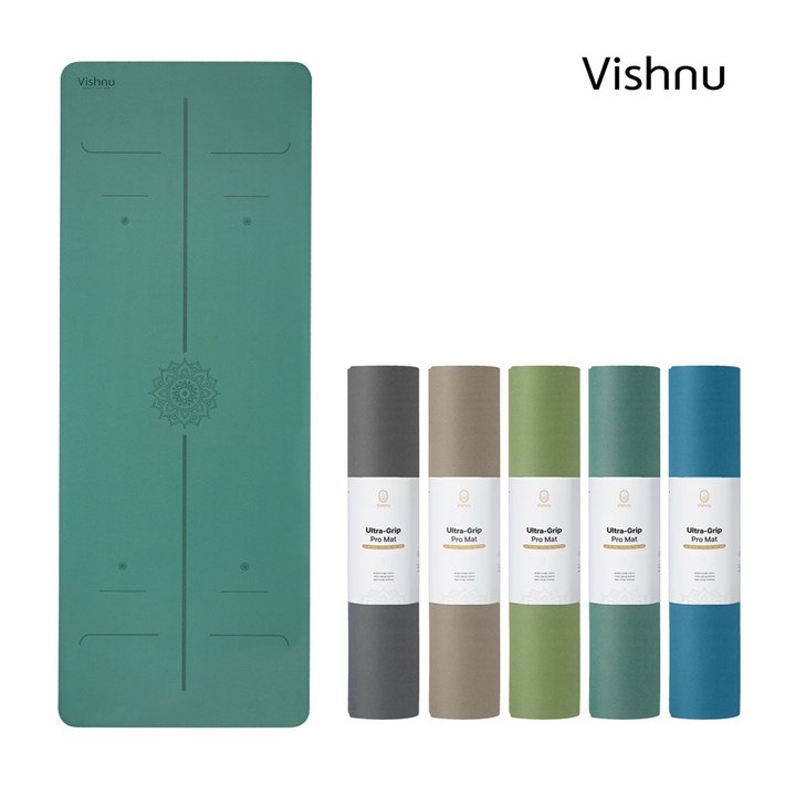 비슈누 만다라 센터라인 요가매트, 올리브색, 1개