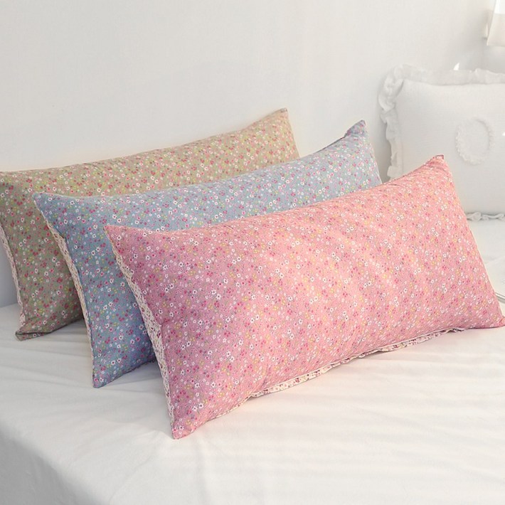 쉐리잔꽃 바디필로우, 등쿠션, 긴 베개, 롱쿠션,대쿠션 일자형 솜포함, 핑크