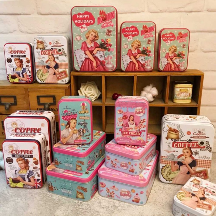 레트로 빈티지 틴케이스 사각 소품정리함 다꾸 수납박스 미니 아이템