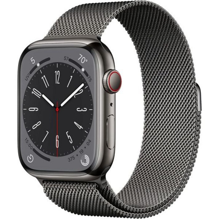Apple Watch 시리즈 8 GPS  셀룰러, 45mm  그래파이트 밀라노 루프가 있는 스테인리스 스틸, 원 사이즈갱신