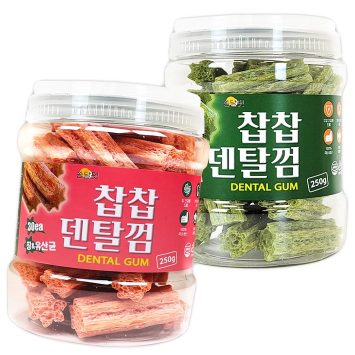 쏨달펫 찹찹 덴탈껌 2종 세트, 장유산균, 관절뼈, 500g, 1세트
