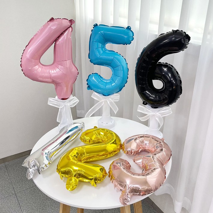 파티앤온 은박 숫자 스탠딩 생일 풍선 세트, 블랙