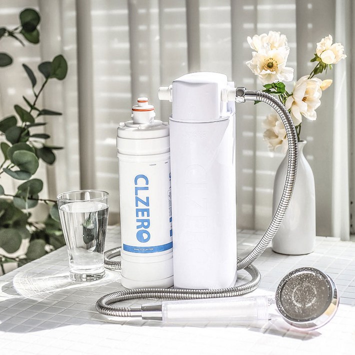 씨엘제로 샤워필터 녹물필터 샤워기 세면대 세탁기 주방 수전 대용량 샤워기 필터 CZ5, 싱크대용 원홀수전 원터치식, 1세트