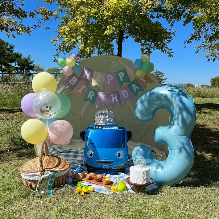 타요 생일풍선 두돌생일상 생일파티세트, 파스텔