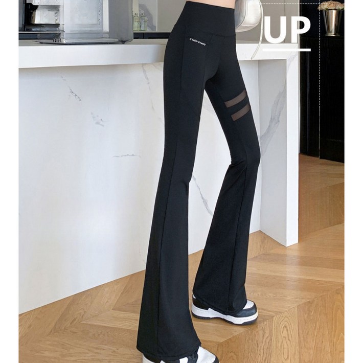 SAHINER 여성용 하이웨이스트 부츠컷 요가 레깅스 슬림핏 흡한속건 WBYJK03