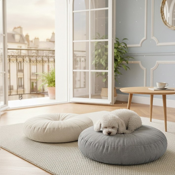 대형방석55X55 강아지 방석 두꺼운방석 원형 등받이 키높이빅사이즈 큰방석, 1개, 그레이