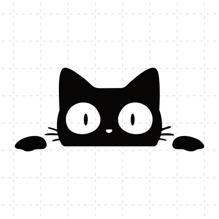 엿보기 고양이 포인트 스티커 차량용 데칼 튜닝 흠집 스티커, 1개, 블랙