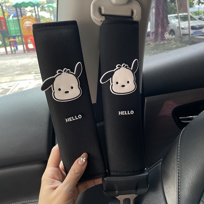 코차이 차량용 강아지 캐릭터 안전벨트 어깨패드 사계절 쿠션커버, 1세트, 귀여운 댕댕이