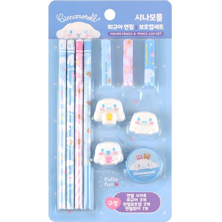산리오캐릭터즈 피규어 연필 보호캡 세트 시나모롤 블루, 혼합색상, 1개 산리오캐릭터즈 피규어 연필 보호캡 세트 시나모롤 블루, 혼합색상, 1개