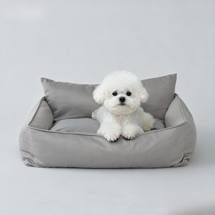 피치가든 사계절 커버분리형 등받침 사각 애견방석 D03 M2XL, 1개, 그레이