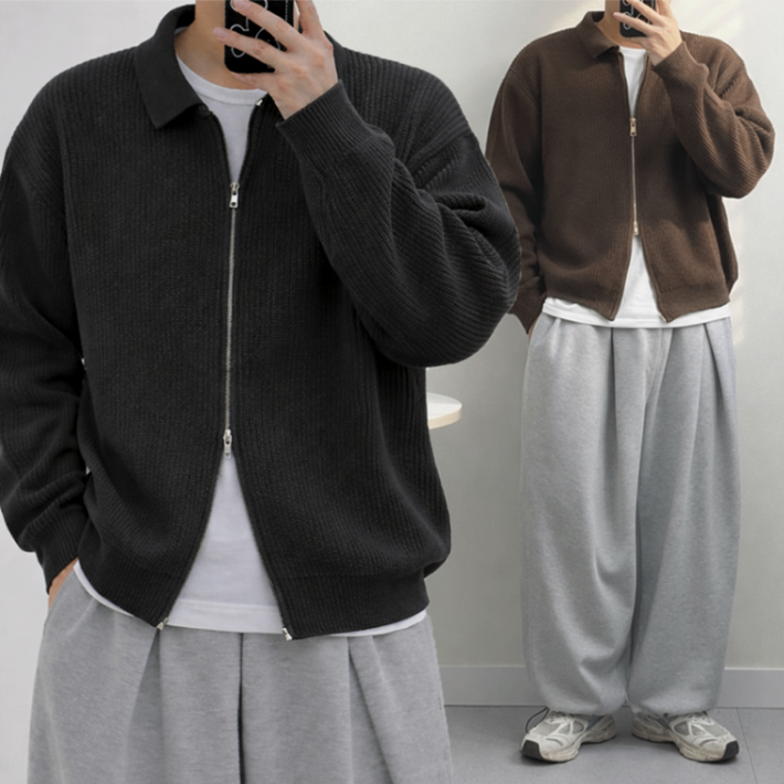 테이크잇컴퍼니 남성 봄 가을 워셔블 니트 카라 가디건