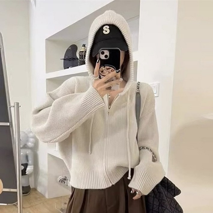 투나이언 니트 후드 집업 스웨터 카디건 신상