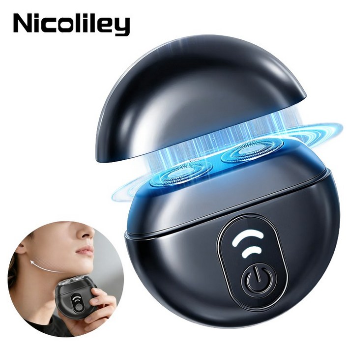 Nicoliley 휴대용 전기면도기 미니 IPX7 방수 더블헤드 여행용 소형 C타입 충전식 남자 전동면도기