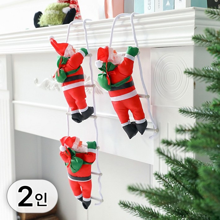 투데이리빙 크리스마스 사다리 타는 산타 인형 인테리어 장식 데코 소품 카페 오브제 용품 가랜드 오너먼트 장식품