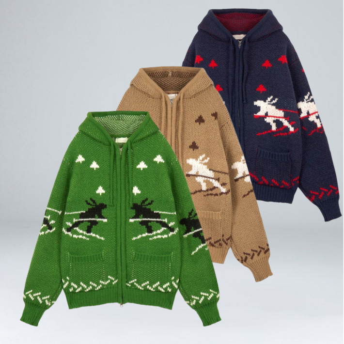 이황에프엔씨 남성용 노르딕 헤비 니트 후드 집업 64731