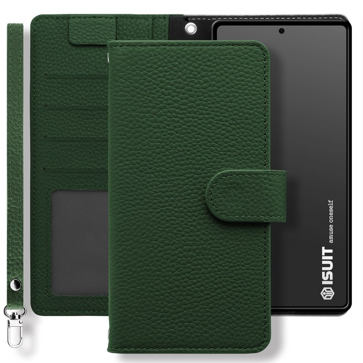 아이수트 티케 천연 소가죽 다이어리 핸드폰 지갑 케이스  손목 스트랩