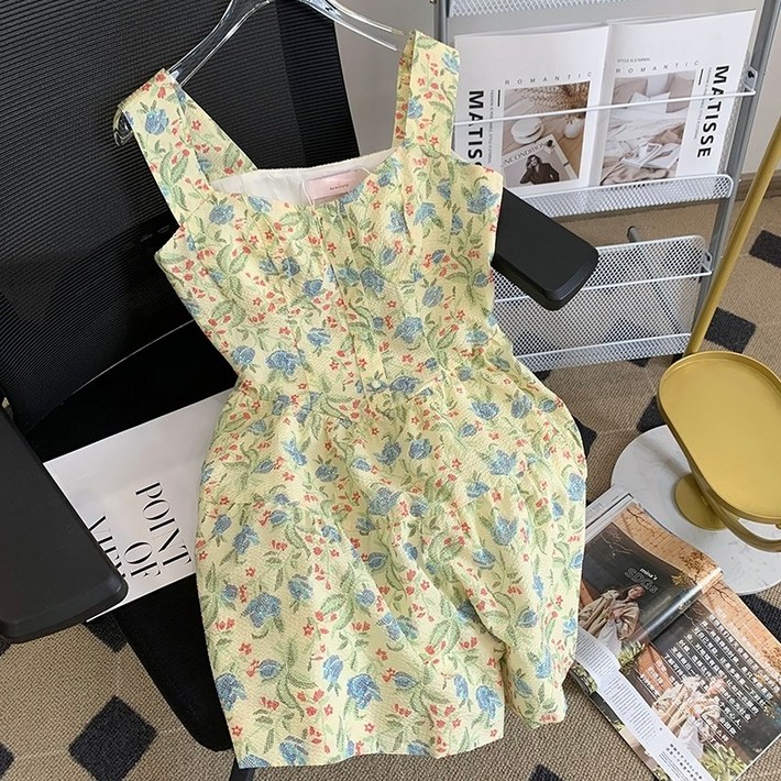 여성 여름 달콤한 allover 꽃 무늬의 드레스 우아한 프랑스 스타일 빈티지 제국 슬림 레저 미니 캐미 드레스 점프 슈트 여성 새로운