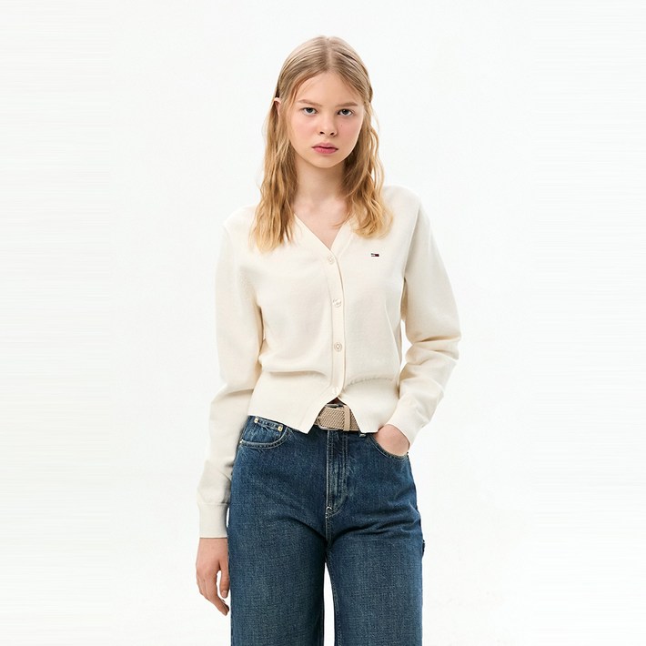 타미힐피거 에센셜 브이넥 가디건 T32G0KCD11TWT2YBH