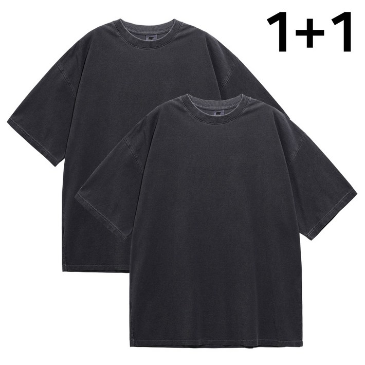 문컬렉션 패키지 2pack 시그니처 피그먼트 오버핏 반팔티 남녀공용 빅사이즈 11 반팔 티셔츠