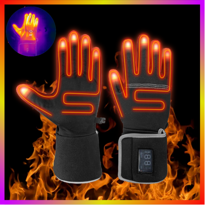 최신형 히트맨 손가락 끝까지 따뜻해지는 25단 온도 조절 배터리 충전식 휴대용 겨울철 초경량 방풍 발열장갑