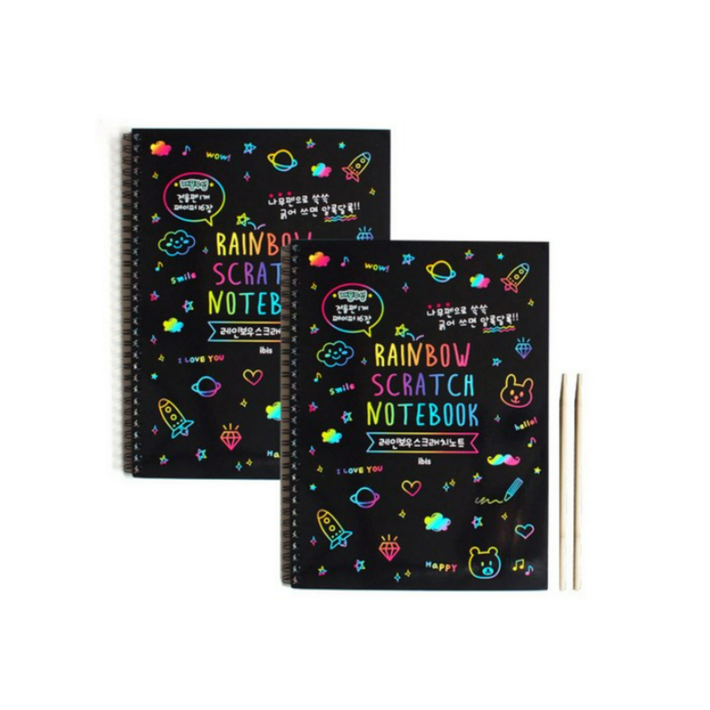 아이비스 4000 레인보우 스크래치 노트 2p 세트, 190 x 260 mm, 16매, 2개 아이비스 4000 레인보우 스크래치 노트 2p 세트, 190 x 260 mm, 16매, 2개
