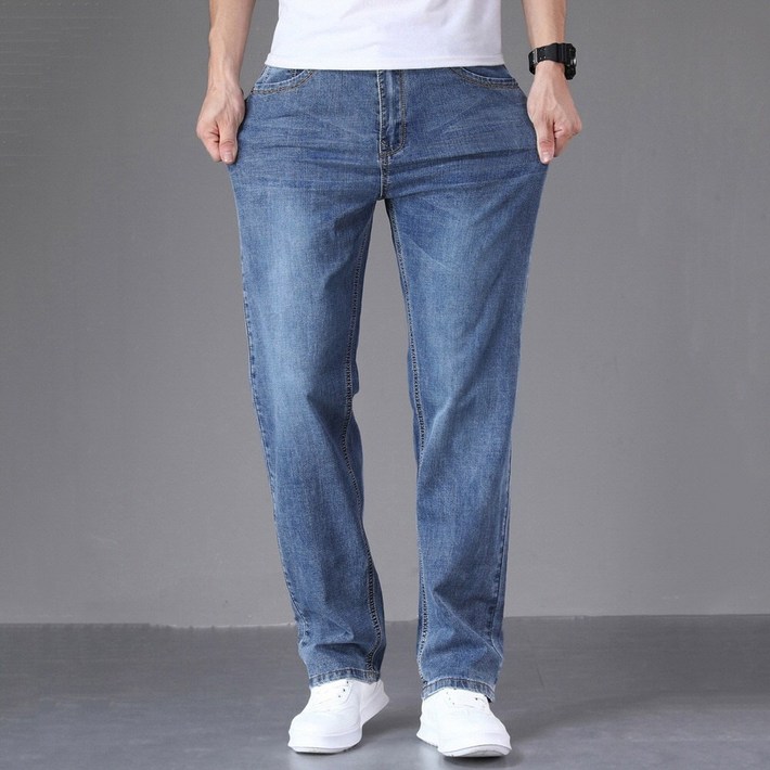 지디오 남성 청바지 워싱 일자핏 데님 팬츠 스판